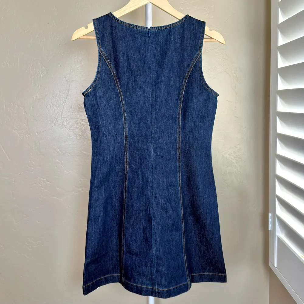 Commense 100% Cotton Sleeveless Denim Mini Dress Blue NWT Small Soft Lightweight - Picture 7 of 10